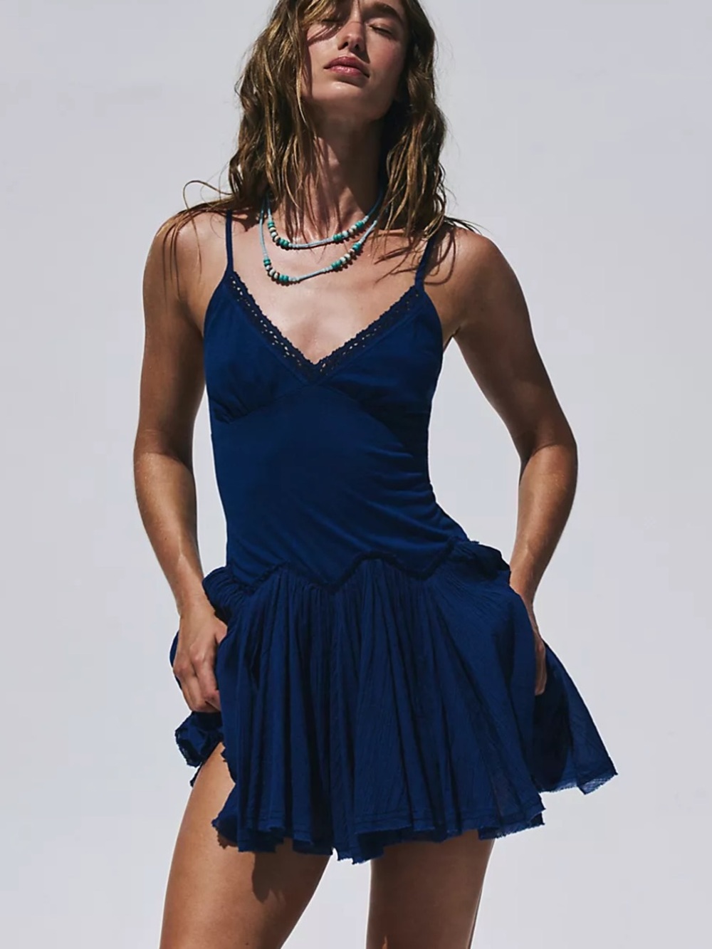 Navy Spaghetti-Strap Mini Dress - Women